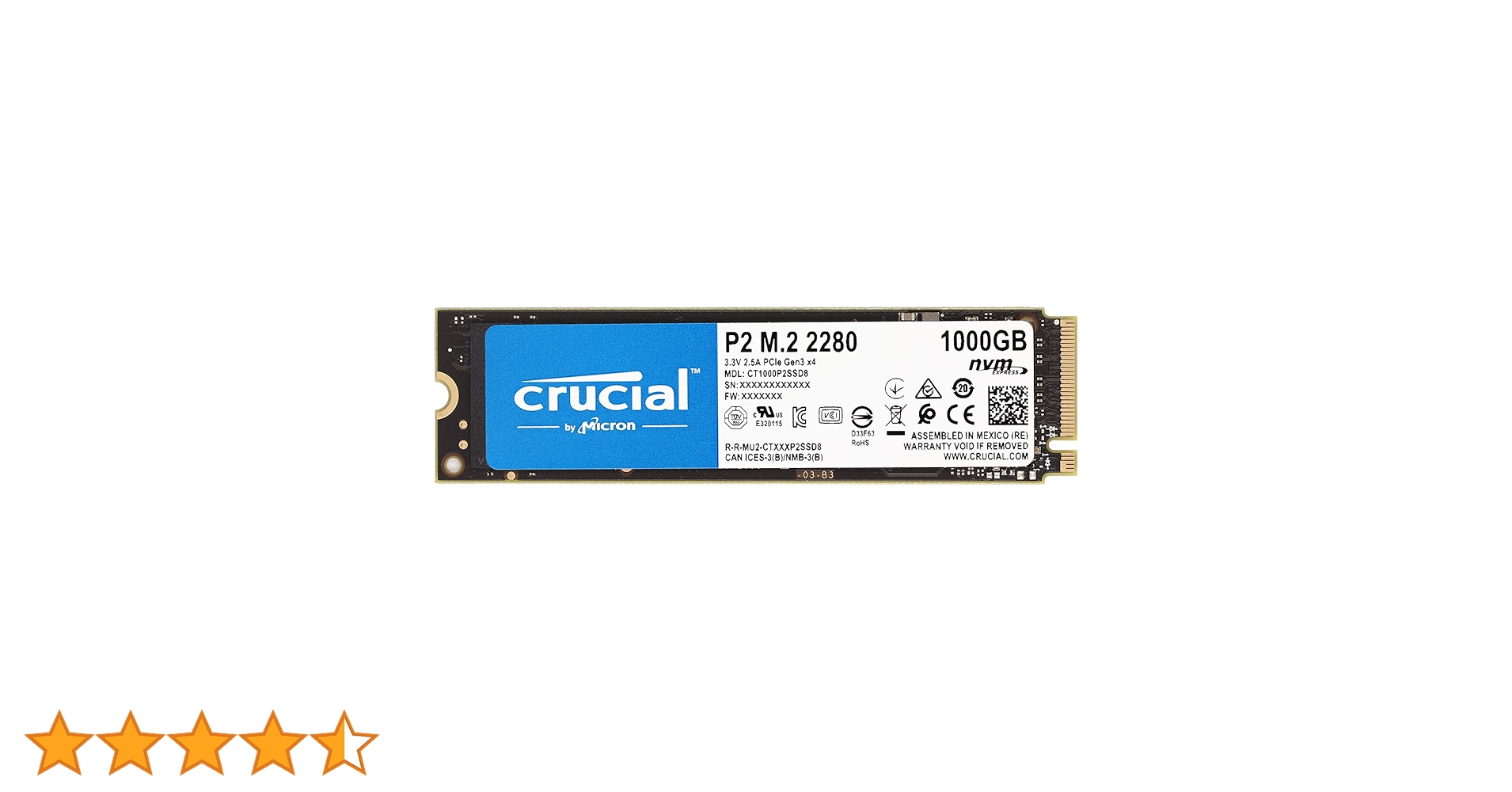 Amazon | Crucial クルーシャル P2シリーズ 1TB(1000GB) 3D NAND NVMe